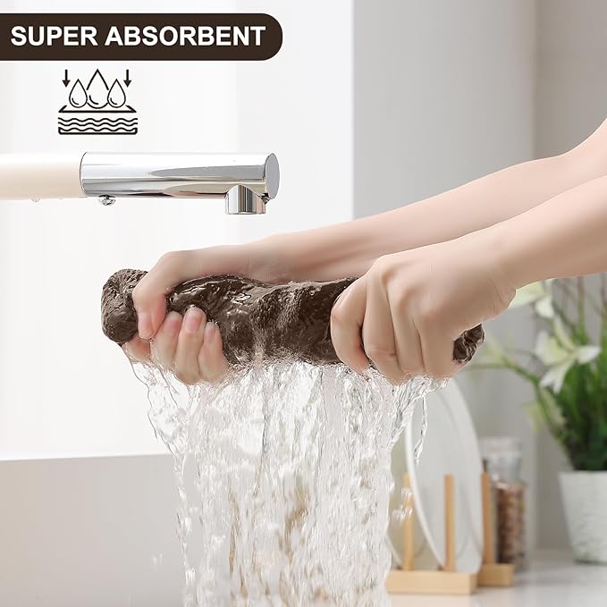 Homaxy 100% Cotton Kitchen Towels and Dishcloths Set, 12 x 12 Inches and 13 x 28 Inches, Set of 8 Bulk Kitchen Towels Set, Ultra Soft Absorbent Dish Cloths for Washing Dishes, Dark Brown