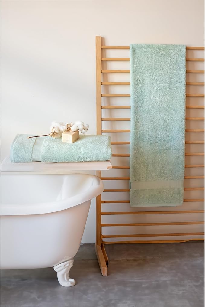 SALBAKOS 100% Turkish Cotton Extra Large Bath Sheet Towel Set of 2, 35x70 inch | Premium Quality | Hotel Collection Soft, Absorbent, Oversize Bath Towels (Seafoam Green, 2 Bath Sheets)