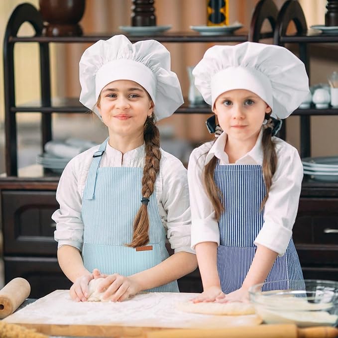 2 Pack Stripes Kids Apron, Kids Cooking Aprons with 2 Pockets, Cute Aprons for Cooking for Boys and Girls