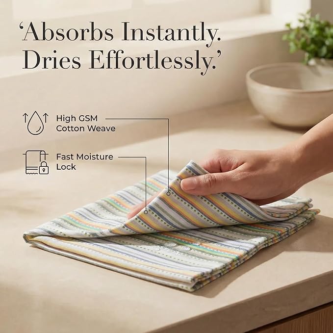 Urban Villa Cloth Napkins Set of 12 20x20 Inches 100% Cotton Napkins Cloth Washable Durable Reusable Absorbent Table Dinner Napkins Cloth for Hotel Lunch Restaurant Weddings Parties – Beige Stripes
