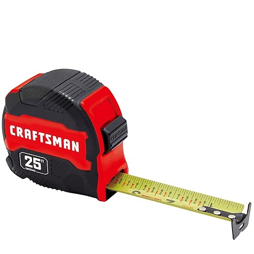 CRAFTSMAN 25-Ft Tape Measure with Fraction Marketing,Retractable,Manual-Locking Blade (CMHT37443S),(Pack of 12)
