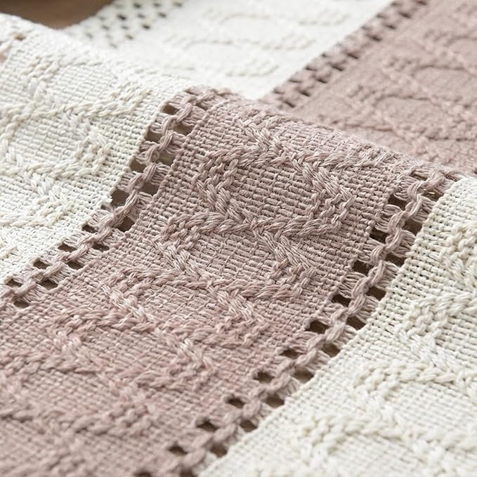 Artoid Mode Pink Farmhouse Rustic Table Runner, Seasonal Holiday Hollow Kitchen Dining Table Decoration for Home Party Decor 12x108 Inch