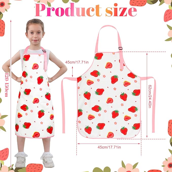 2 Pack Kids Apron, Cute Cooking Aprons, Waterproof Art Apron with Pockets, Toddler Painting Artist Apron Adjustable