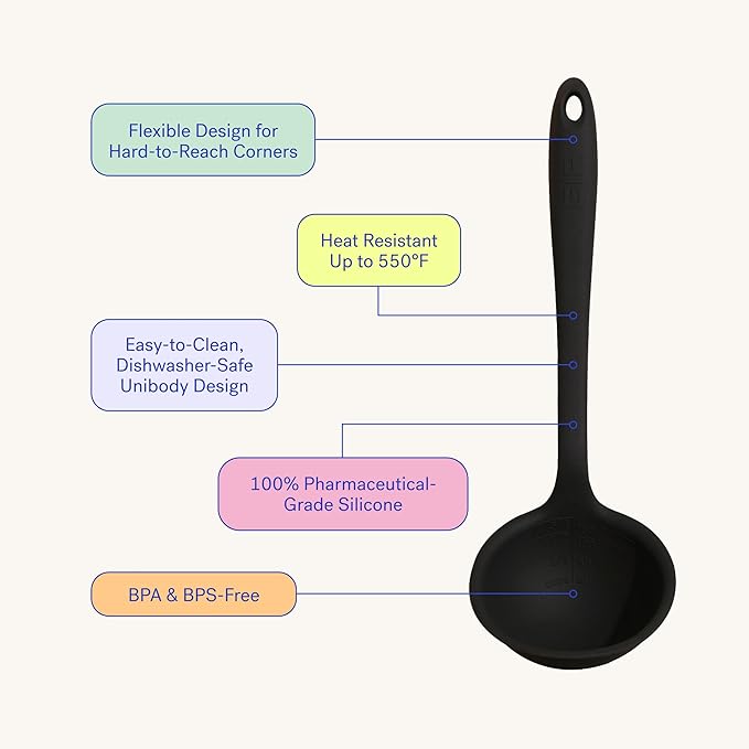 GIR: Get It Right Silicone Soup Ladle - Non-stick Heat Resistant Seamless Kitchen Cooking Serving for Soups, Chili, Sauces, Batter, and More - Ultimate, Studio White