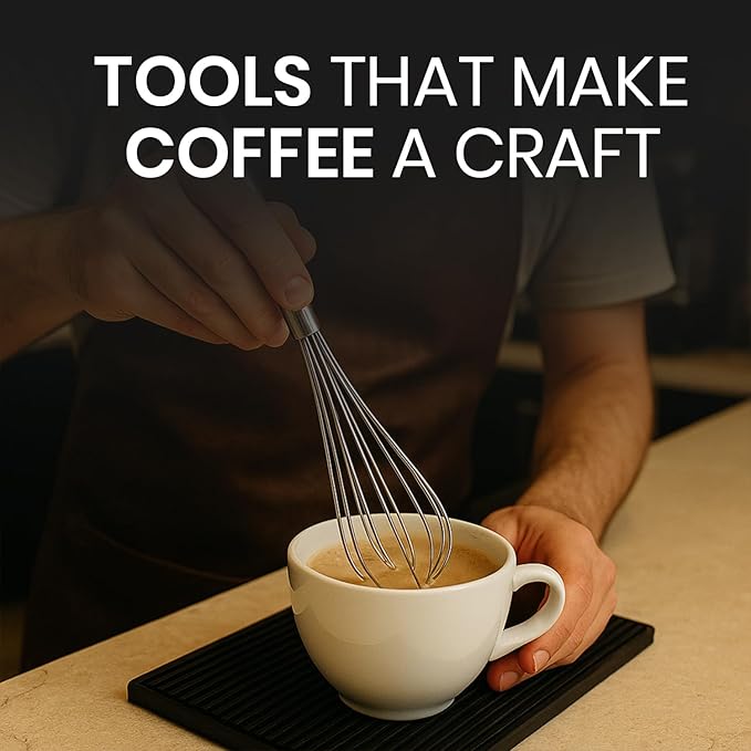 Rattleware Stainless Steel 10.5" Round Coffee Whisk | Heavy-Duty Espresso Frothing Whisk | Durable, Easy-to-Clean Frother for Baristas and Home Coffee Enthusiasts