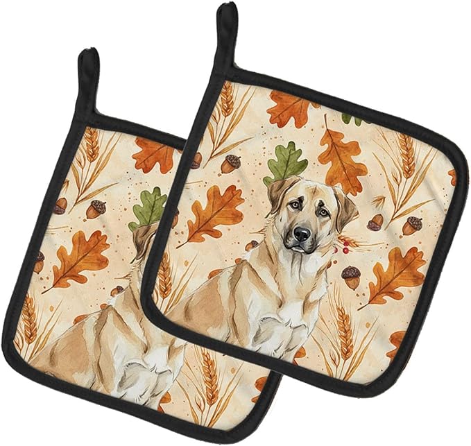 Caroline's Treasures Anatolian Shepherd Dog Heirloom Fall Pair of Pot Holders Pair 7.5x7.5 Quilted Insulated Hot Pads Decorative Kitchen Gift Made in USA