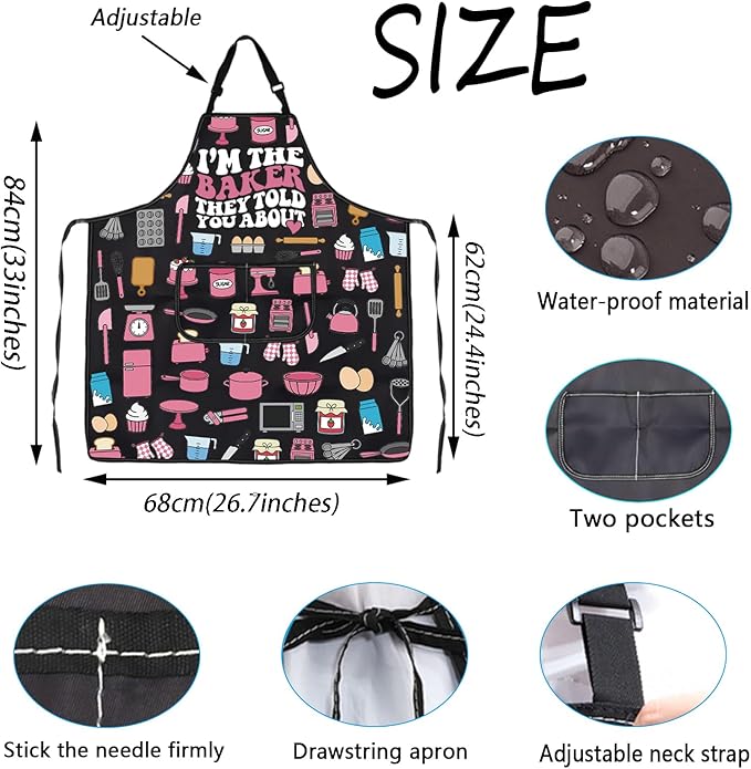 WSNANG Funny Baking Aprons with Pockets In My Baking Era Apron Bakers Gifts Pastry Chef Gift