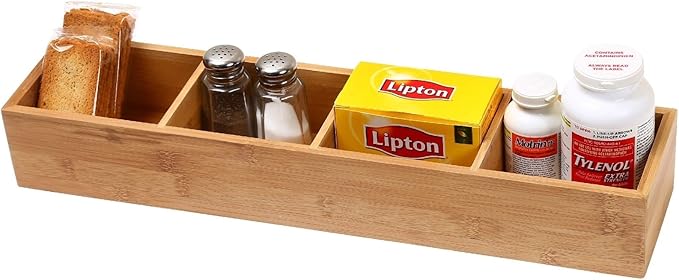 YBM HOME Bamboo 4 Compartment Organizer Tray for Drawers, 329