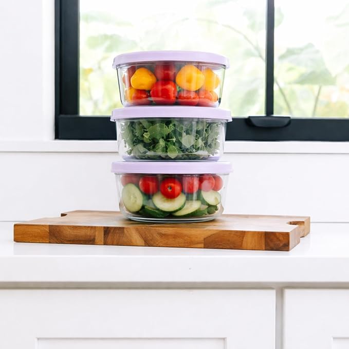 DURA LIVING 12-Piece Glass Food Storage Containers Set (6 Containers + 6 BPA-Free Lids) | 4-Cup, Leakproof | Microwave, Freezer, Oven & Dishwasher Safe | Ideal for Meal Prep & Pantry Organization