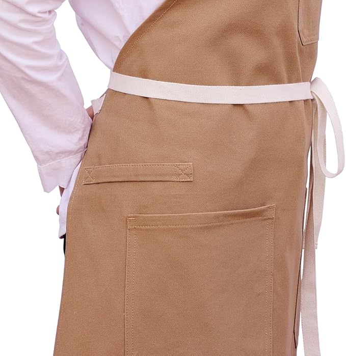 Kitchen Apron with Pockets, Professional Chef Bib Apron for Cooking Grill BBQ Baking Server, with Pockets Towel Loop and Adjustable Neck Straps for Men Women
