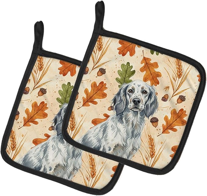 Caroline's Treasures Blue Belton English Setter Heirloom Fall Pair of Pot Holders Pair 7.5x7.5 Quilted Insulated Hot Pads Decorative Kitchen Gift Made in USA