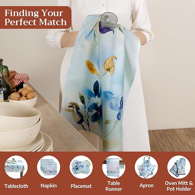Maison d' Hermine Kitchen Towels Set of 3 100% Cotton 27.50" x 20" Reusable Cloth Tea Dish Towels Absorbent with Hanging Loop for Kitchen Gifts for Mothers Day Spring/Summer (Lazy Summer Days)