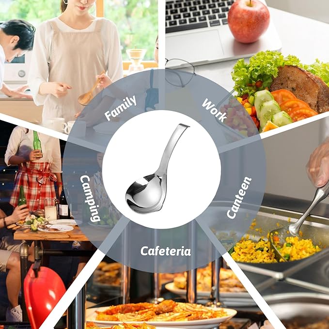 2Pcs Soup Ladle, Stainless Steel 304 Spoons With Pour Spout, Large Cooking Utensils for Serving Metal Ladle Gravy Punch Ladle