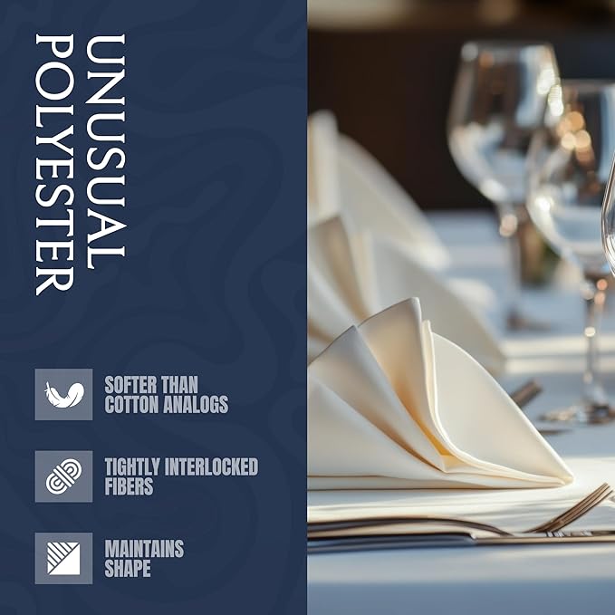 Wealuxe White Cloth Napkins Set of 24 - 17x17 Inches, 220 GSM Thick and Durable 100% Polyester Napkins, Stain and Wrinkle Free Dinner Napkins Cloth Washable, Soft