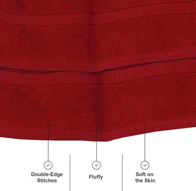 GOLD TEXTILES Premium Hand Towels for Bathroom -100% Ring Spun Cotton (Red,4 Pack, 16x30 Inches) Luxury Soft Absorbent & Quick Dry, Bathroom Hand Towel Perfect for Hotel, Salon, Gym & Spa