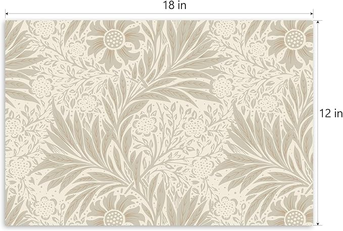 Set of 4 Floral Leaves Design Placemats, 12 x 18 Inch Rectangle Table Mats, Modern Linen Fabric Placemat for Indoor & Outdoor Kitchen Dining Home Decor -02