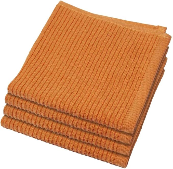 Now Designs Ripple Kitchen Dishcloth, Set of 4, Kumquat Orange