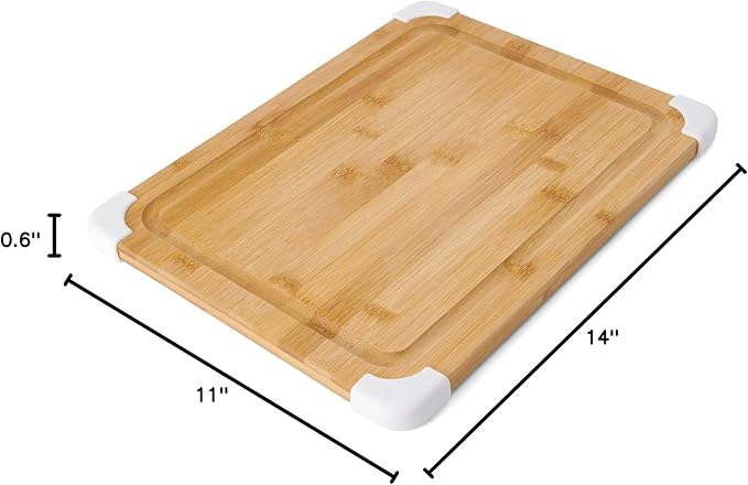 Farberware Nonslip Bamboo Cutting Board with Juice Groove,11x14 Inch,White,(Pack of 6)