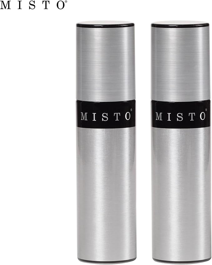 Misto Aluminum Oil Sprayer, Set of 2, Versatile Refillable Aerosol Sprayers for Olive Oil, Vinegar, Lemon Juice, Dressings, and More, Ideal for Cooking, BBQ, and Air Fryers
