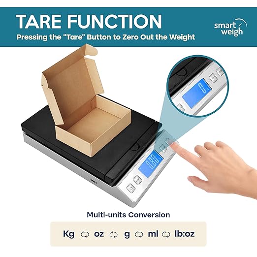 Smart Weigh Digital Postal Shipping Scale, 66 lb Capacity, 0.3 oz Readability, Hold & Tare Function, High-Accuracy Scale, Includes Batteries & USB-C
