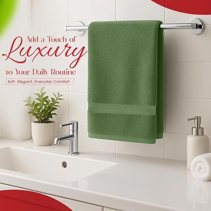 RIVERSIDE 6 Pack Premium Hand Towels Set, 16x28 inches, 100% Ring Spun Cotton, 600 GSM, Soft, Quick Dry and Highly Absorbent, Towels for Bathroom, Kitchen, Gym, Spa - Sage Green