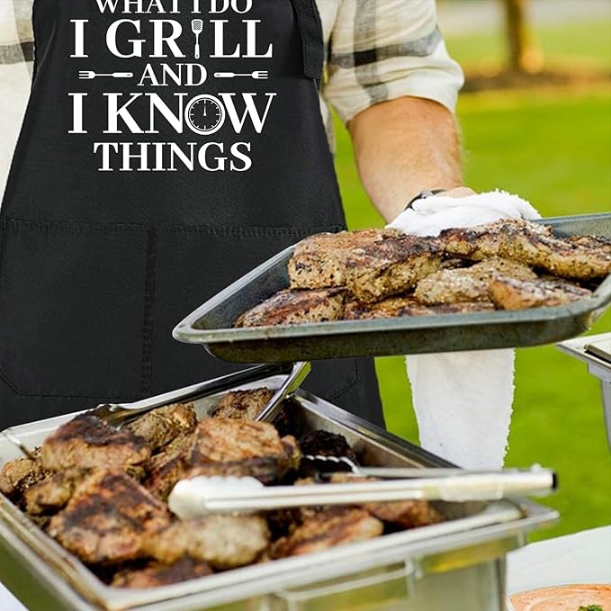 ZOORON Funny Cooking Chef Apron with Pockets BBQ Kitchen Work Aprons Birthday Father’s Day Grilling Gifts for Dad, Husband