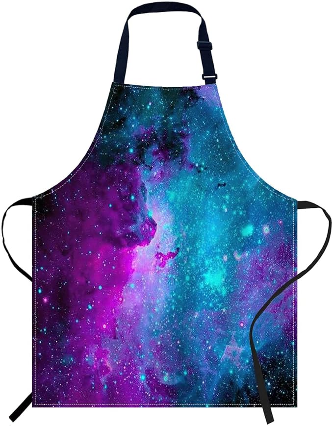 oFloral Galaxy Bib Apron with Adjustable Neck for Men Women,Suitable for Home Kitchen Cooking Waitress Chef Grill Bistro Baking BBQ Apron