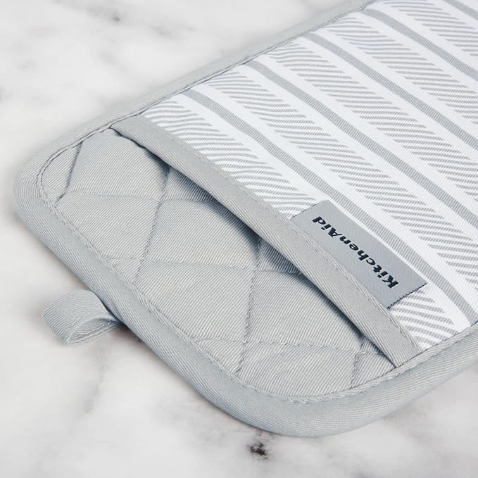 KitchenAid Albany Pot Holder 2-Pack Set, Matte Grey, 7"x10"