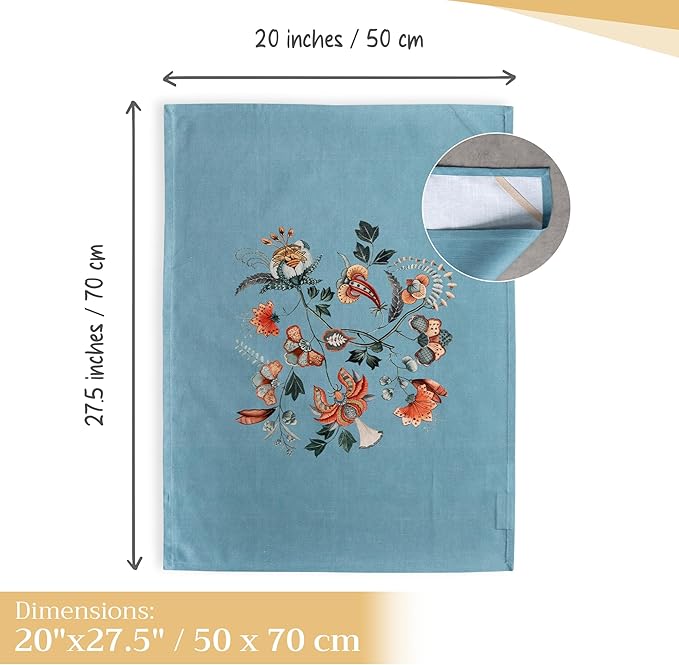 Maison d' Hermine Kitchen Towels Set of 3 100% Cotton 20" x 27.5" Reusable Cloth Tea Dish Towels Absorbent with Hanging Loop for Kitchen Dining Thanksgiving Christmas Decorations (Dalida)