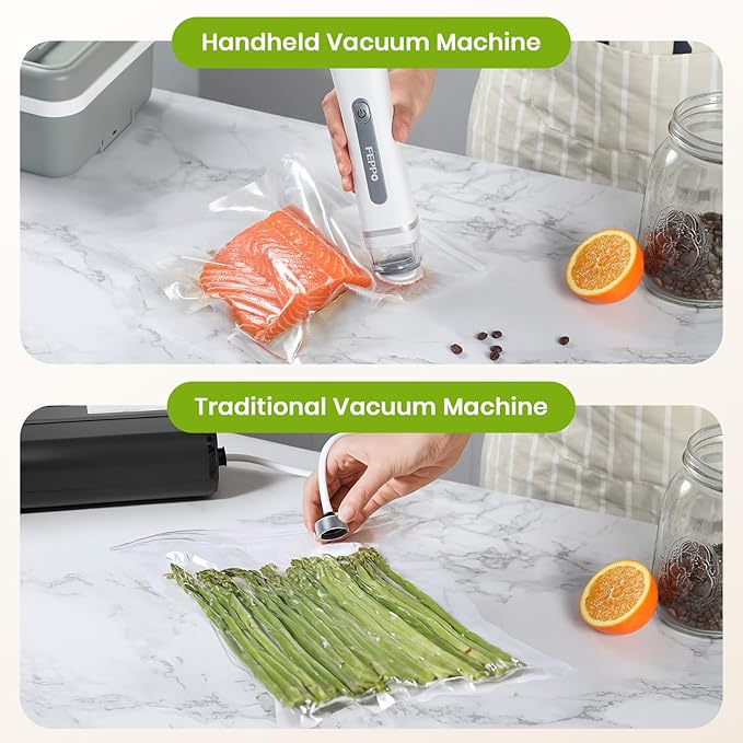 FEPPO Vacuum Sealer Bags for Food,15 PCS 8.3"×8.7" & 15 PCS 10.2"×11" Reusable Vacuum Seal Bags with Air Valve for Food Storage, Ideal for Freshness Preservation