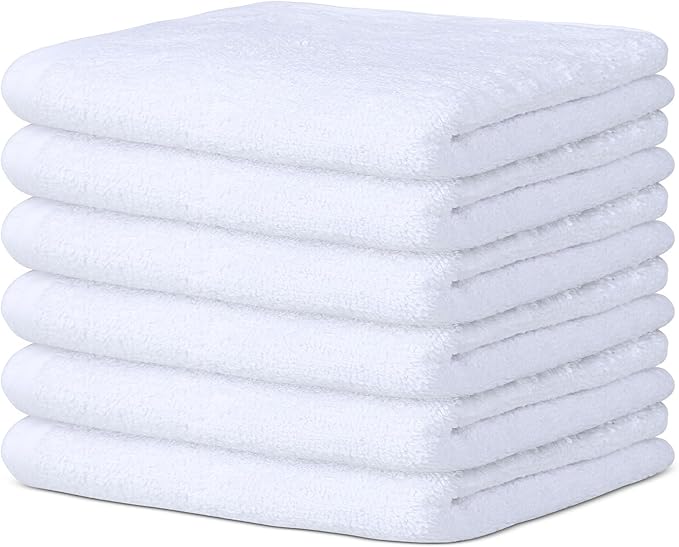 Vintage Vista 100% Cotton Dish Cloths (Pack of 6) - Dish Rags for Washing Dishes - Reusable & Highly Absorbent Kitchen Towels - Kitchen Rags fo Easter - (12" x 12" - White II)