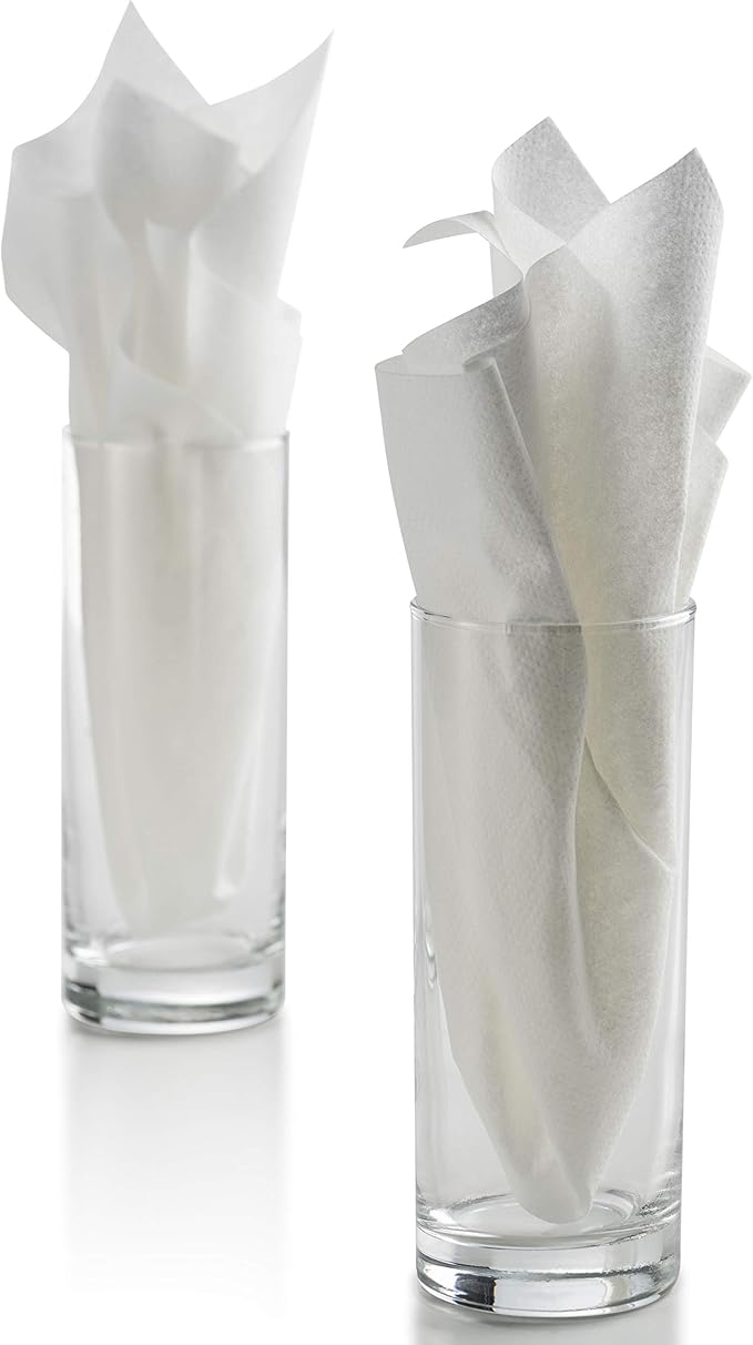 Lintext Disposable Linen-Feel Guest Towels - 12" x 17" Cloth-Like Hand Towels - Made In USA, Soft And Absorbent Paper Napkin For Bathroom, Kitchen, Or Event [Extra-Soft - Pack of 50], White