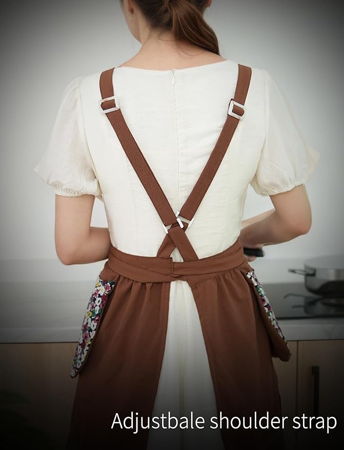 Pinknoke Kitchen Aprons for Women with Pockets Cute Vintage Chef Pinafore Apron for Gardening Cooking Baking Painting