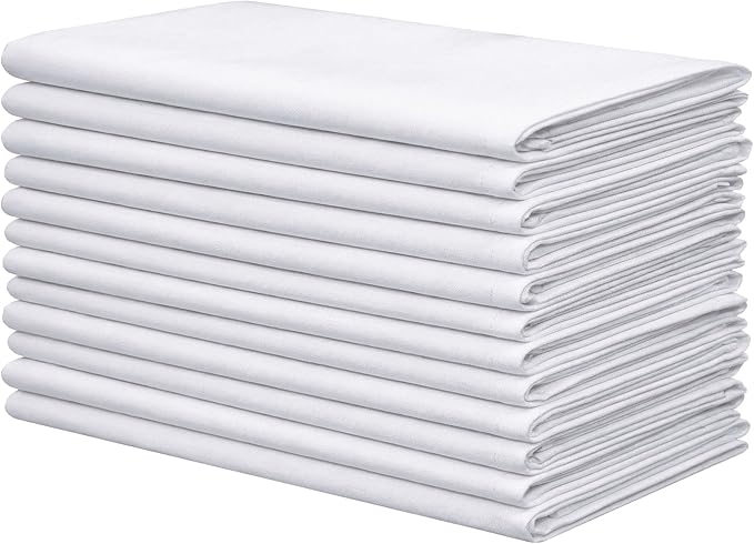 Restaurant Cloth Napkins Set of 12 Pack, Dinner Napkins Cloth Washable 20 x 20 Ins, MJS Commercial Quality, Reusable Table Napkins Cloth, Non-iron,No Fade, Easy to Remove Stains, Special white