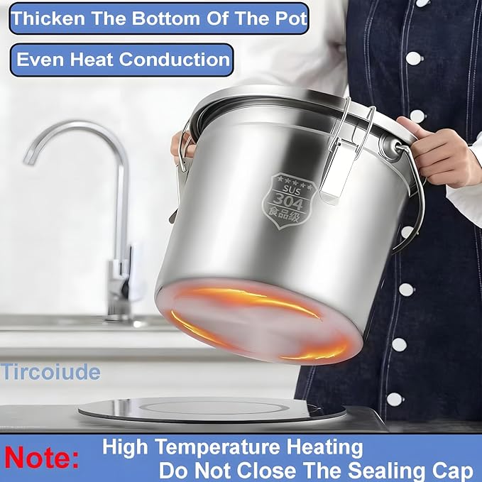 304 Stainless Steel Airtight Canister with lids, Rice Cereal Grain Canisters Container, 6L / 1.5 Gallon Airtight Food Storage Containers containe, Flour Oil Sugar Milk Storager Bucket