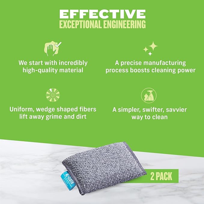 E-Cloth Non-Scratch Scrubbing Pads - Scrubbing Dish Sponges Kitchen Cleaning Kit - Reusable Scrubber Sponges for Dishes and Cleaning - Non-Scratch Scrubbers for Cleaning - 2-Pack