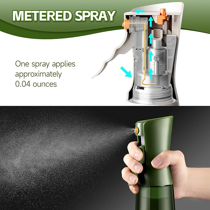 Glass Olive Oil Sprayer for Cooking, Oil Mister Continuous Cooking Spray with Portion Control for Kitchen 200ml/7oz (Green Bottle)