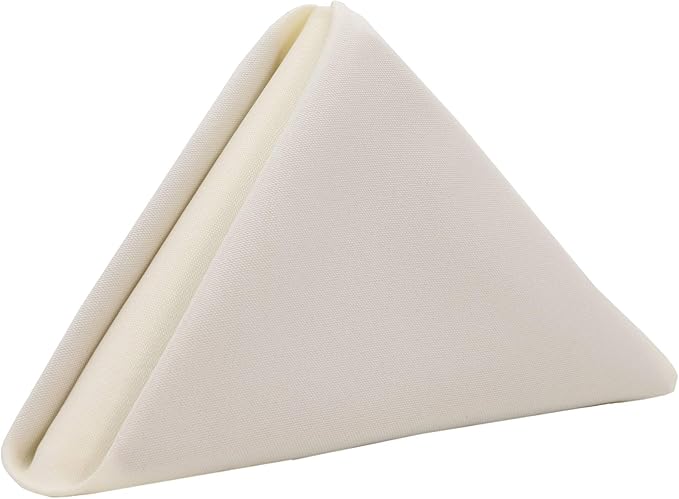 Your Chair Covers Cloth Polyester Napkins, 20 x 20 Inch, Washable Dinner Fabric Linen Napkins with Hemmed Edges for Restaurant, Wedding and Holiday Pack of 10 (Ivory)