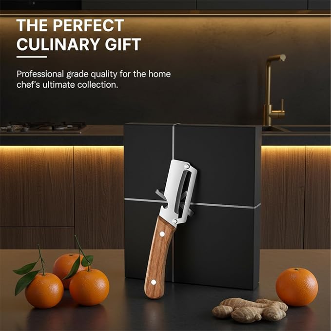 2026 Upgrade 2-in-1 Vegetable Peeler with Bottle Opener, Stainless Steel Peeler for Kitchen with Wooden Handle, Multifunctional Potato Peeler for Fruit Veggie Pumpkin Sugarcane Papaya Carrot (1pc)