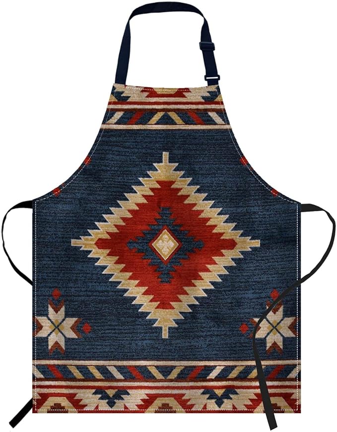 oFloral Vintage Southwest American Apron Chefs Apron, Cooking and Baking Apron for Men and Women, Kitchen Aprons, Butchers Apron, BBQ & Catering Bibs, 27 X 31 Inch
