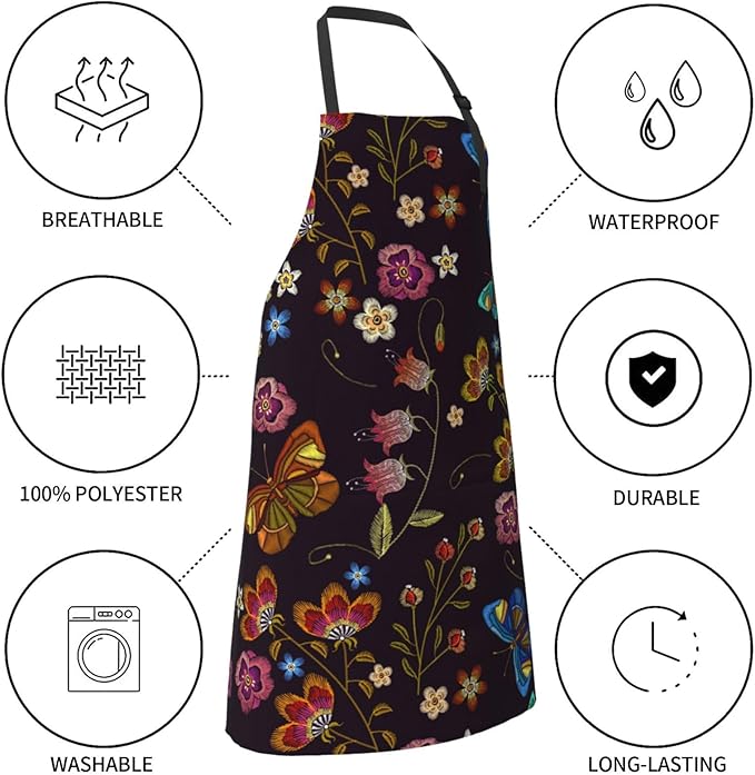 Perinsto Waterproof Apron With 2 Pockets Kitchen Chef Aprons Bibs For Cooking Baking Painting Gardening Grooming
