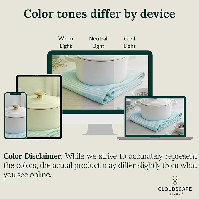 CLOUDSCAPE Kitchen Towels Set of 6 : Cotton-Blended Dish Cloths, Waffle Weave Quick-Drying Dish Towels for Easter Kitchen Accessories, Highly Absorbent, 18”x28” Hand Towels with Hanging Loop - Aqua