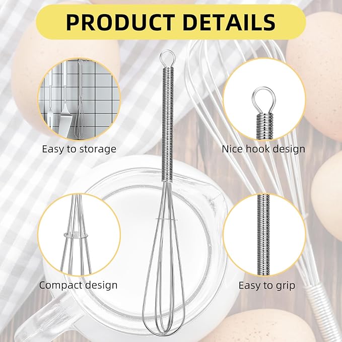 Baderke 30 Pcs Mini Whisk Bulk Small Whisks for Cooking 304 Stainless Steel Tiny Whisk for Baking, Whipping, Beating Eggs, Mixing Sauces, Blending Ingredients (6 Inch)