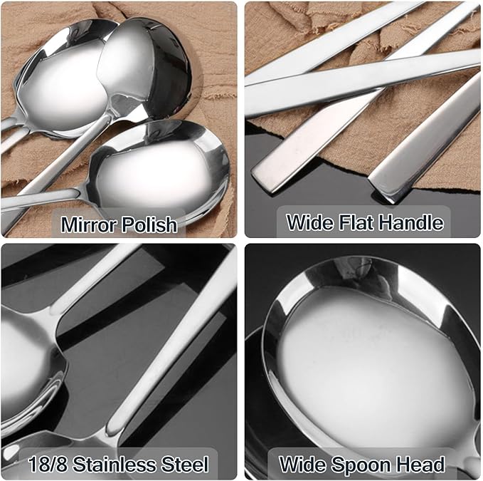 Large Serving Spoons Set Stainless Steel 12 Inch Serving Utensils for Buffet Catering Dishwasher Safe(2-pieces, Silver)