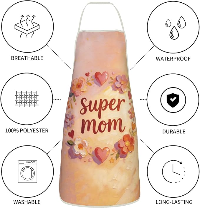 Mothers Day Gifts Womens Aprons for Cooking,Gifts for Mom Anniversary Valentine's Day,Birthday Gifts for Women,Funny Kitchen Painting Matching Apron