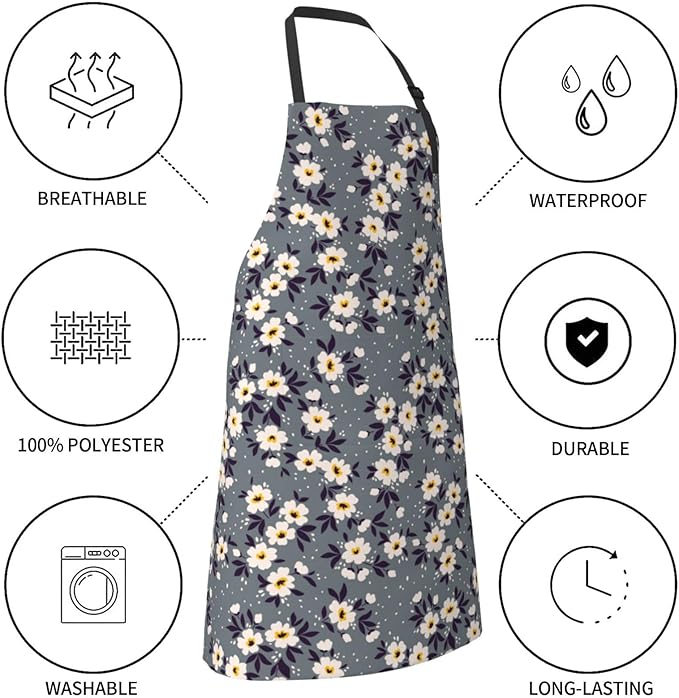 Perinsto Waterproof Apron With 2 Pockets Kitchen Chef Aprons Bibs For Cooking Baking Painting Gardening Grooming