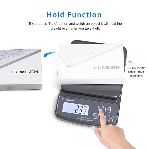 Postal Scales 26lbs/0.03oz High Precision Food Scale for Kitchen with Hold,Tare and PCS,Portable Shipping Scale for Packages, Small Kitchen Business,Jewelry,Batteries Included （Grey26lbs/1kg）