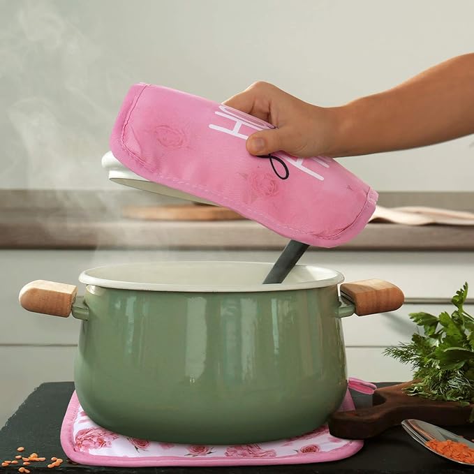 Bencailor 12 Pcs Pot Holders with Pocket Kitchen Hot Potholders Hot Pad Oven Mitts Cookie Bag Oven Gloves for Kitchen Gift Baking Cooking(Pink,Pink Rose)