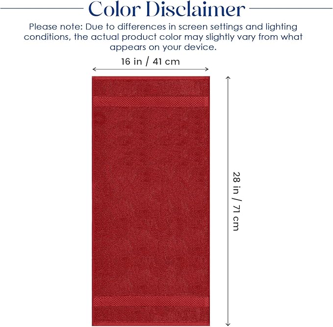 DAN RIVER 6-Pack Premium Hand Towels (16x28 Inches) - 100% Cotton, Ultra Soft, Lightweight, Highly Absorbent Towels for Bathroom, Spa, Gym, Salon, Hotel, and Travel - Red