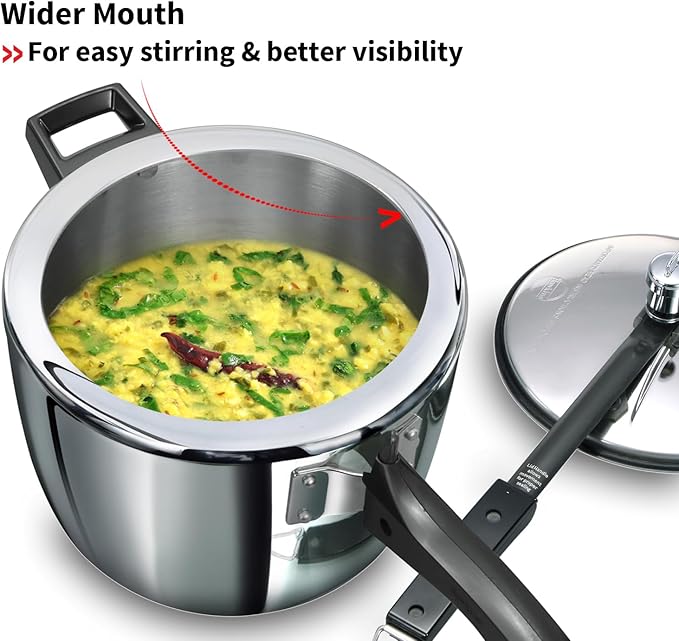 HAWKINS Triply Stainless Steel Pressure Cooker, Inner Lid Cooker, (HSST45) 4.5 litres Silver